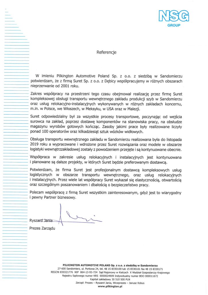 Rekomendacja NSG GROUP