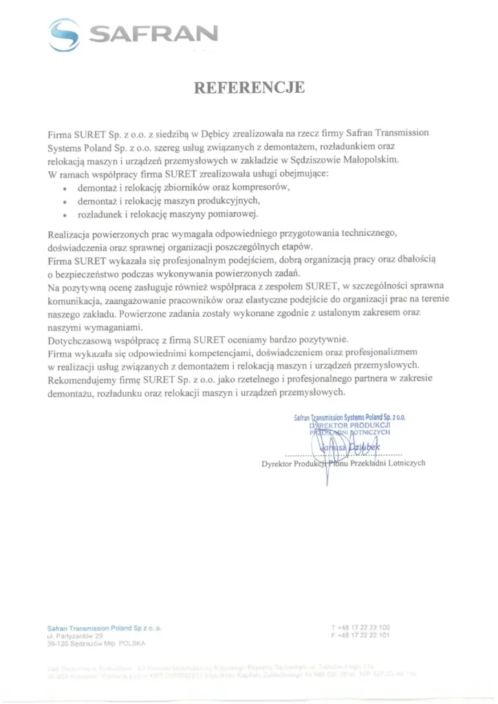 Referencje SAFRAN